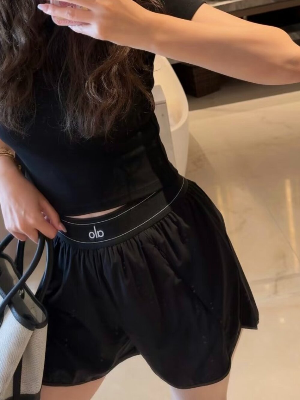 NWT 🎯 Alo Yoga Match Point Short,Black High-Waisted Shorts Athleisure/Sports - Picture 6 of 7